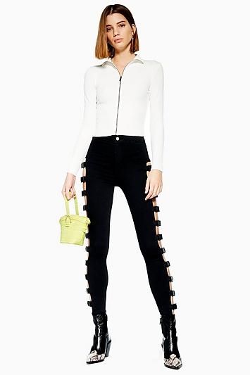 Topshop Black Buckle Joni Jeans