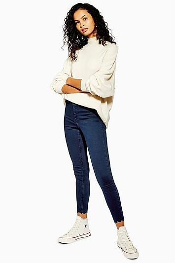 Topshop Indigo Scallop Hem Joni Jeans