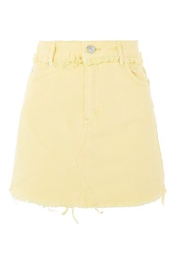 Topshop Moto Yellow Denim Mini Skirt