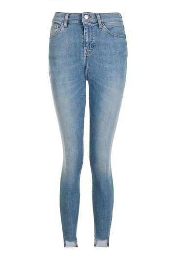 Topshop Moto Premium Step Down Hem Cain Skinny Jeans