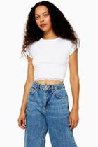 Topshop Petite Lace Hem Crew Neck T-shirt