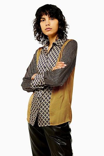 Topshop Geometric Border Shirt