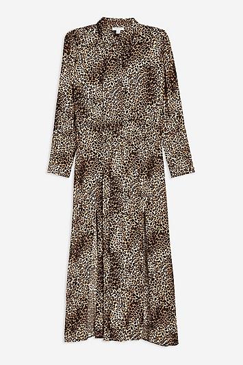 Topshop Tall Animal Midi Shirt Dress