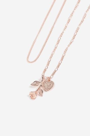 Topshop *rose And Heart Layered Necklace