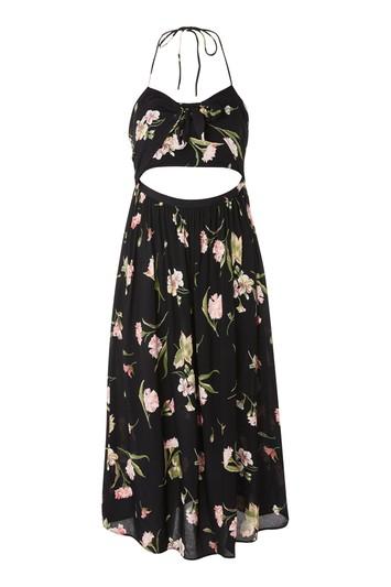 Topshop Floral Bow Front Halter Dress