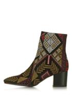 Topshop Mustard Embroidered Western Boots