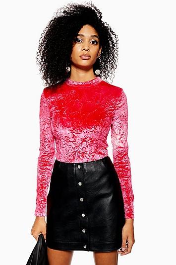 Topshop Tie Dye Velvet Funnel Top