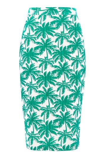Topshop Tall Palm Print Pencil Skirt