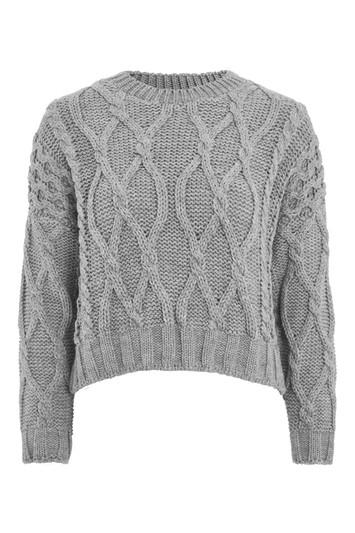 Topshop Crop Cable Knit Jumper
