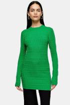 *green Crew Knit Tunic Top By Topshop Boutique