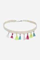 Topshop Beaded Tassel Choker Necklace