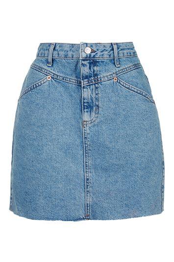 Topshop Petite Raw Edge Denim Skirt