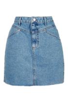 Topshop Petite Raw Edge Denim Skirt