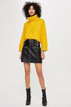 Topshop Petite Leather Look Buckle Mini Skirt