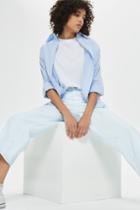 Topshop Moto Pale Blue Cropped Wide Leg Jeans