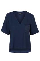 Topshop Raw V-neck Pocket Tee