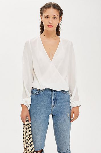 Topshop Casual Drape Wrap Blouse