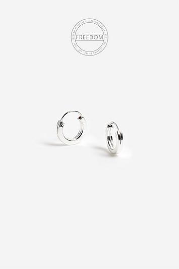 Topshop *sterling Silver Smooth Huggie Hoop Earrings