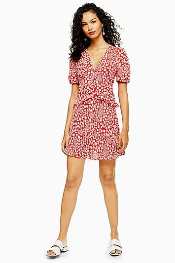 Topshop Red Floral Mini Dress