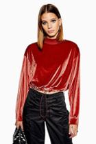 Topshop Petite Velour Funnel Neck Sweatshirt