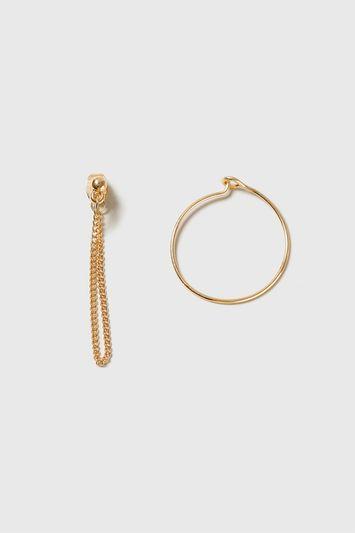 Topshop Clean Hoop And Chain Earrings