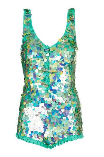 Topshop Hologram Sequin Playsuit By Rosa Bloom