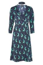 Topshop Peacock Print Choker Wrap Dress