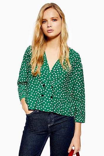 Topshop Petite Polka Dot Button Pyjama Shirt