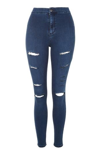 Topshop Moto Indigo Super Rip Joni Jeans