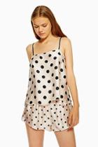 Topshop Spot Satin Camisole And Shorts Set