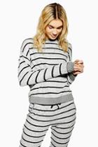 Topshop Grey Stripe Super Soft Sweatshirt