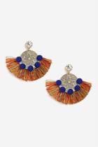 Topshop *engraved Disc And Pom Pom Earrings