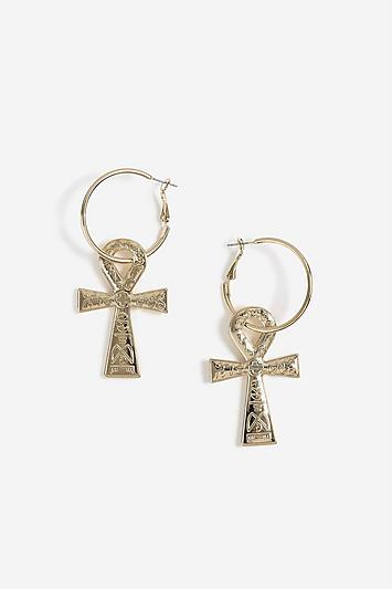 Topshop Egyptian Enscribed Cross Earrings