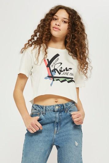 Topshop 'reno' Motif Crop T-shirt