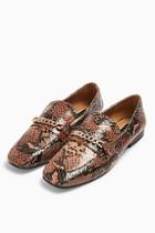 Topshop Lorenzo Snake Square Toe Loafers