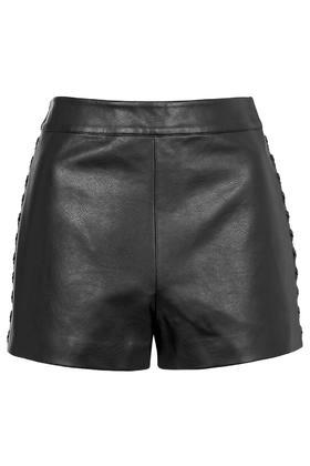 Topshop Petite Pu Whipstitch Shorts