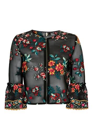 Topshop Floral Embroidered Jacket