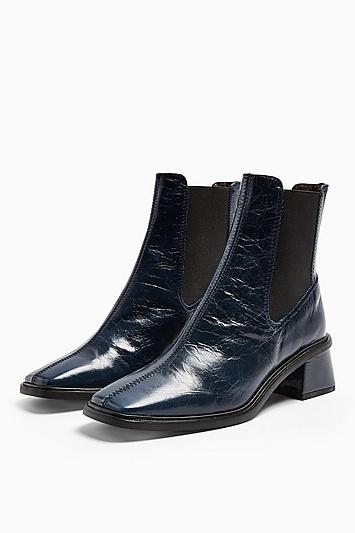 Topshop Mia Navy Chelsea Boots