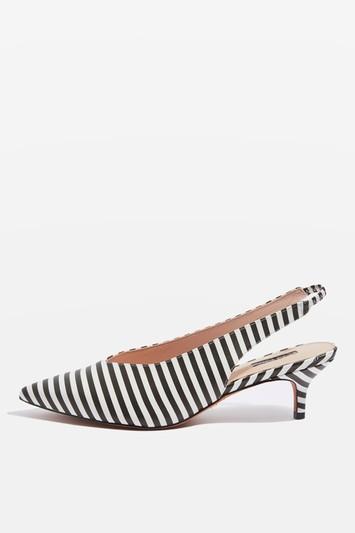 Topshop Striped Kitten Heel Slingbacks