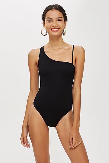 Topshop Black Asymmetric Swimsuit