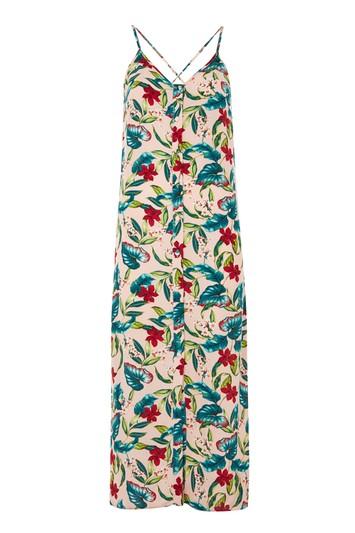 Topshop Tall Floral Button Through Midi Dress