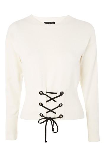 Topshop Corset Detail Knitted Sweatshirt