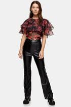 Topshop Black Faux Leather Pu Flared Trousers