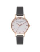 Topshop *midi Dial Black Strap And Rose Gold Watch By Olivia Burton