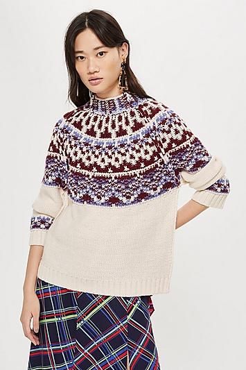 Topshop Reverse Fair Isle Jumper
