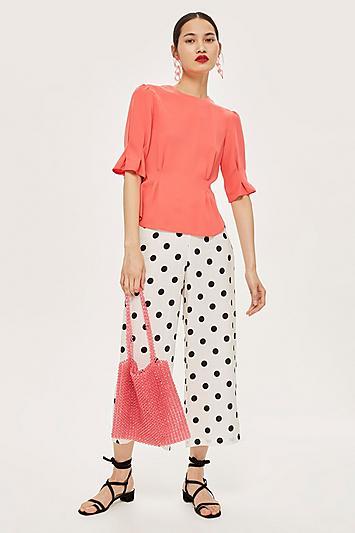 Topshop Puff Sleeve Tuck Top