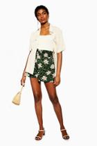 Topshop Green Hibiscus Floral Shorts