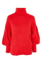 Topshop Petite Balloon Sleeve Roll Neck Jumper