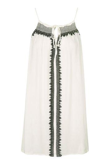 Topshop Keyhole Embroidered Sun Dress
