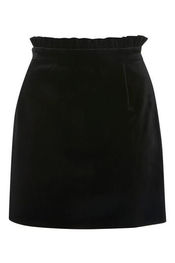 Topshop Velvet Frill Waist Mini Skirt